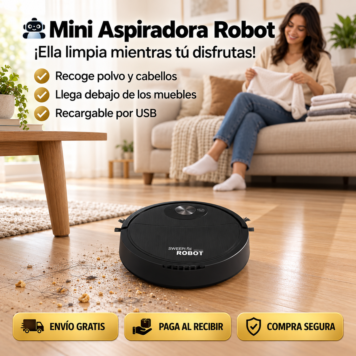 🤖 Mini Aspiradora Robot CleanBot™ – Limpia Tu Hogar Sin Esfuerzo 🧹🏠 | 50% DE DESCUENTO